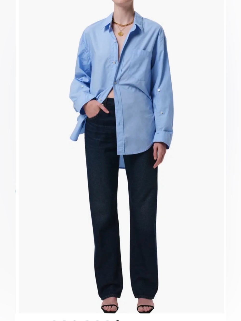 Citizens of Humanity Kayla Oversize Poplin Button-Up Shirt size Large